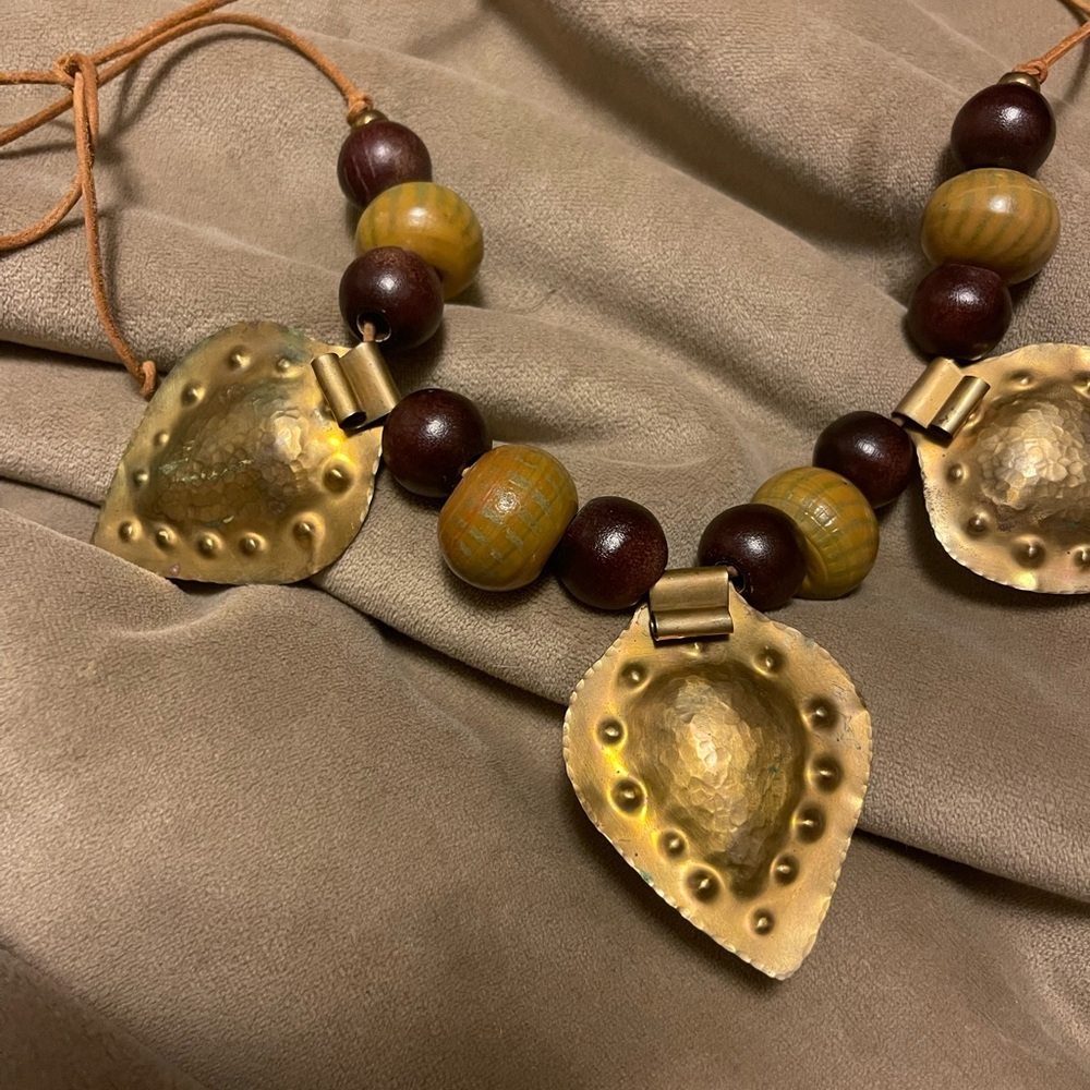 John Stigi Stigi Designs Statement Necklace 80s Signed Brass Used